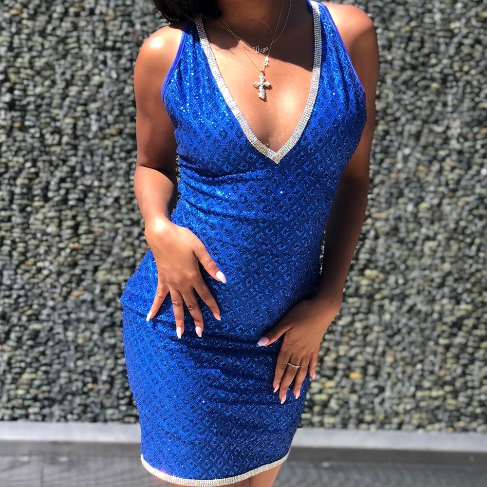 Blue sequin Custom made dress